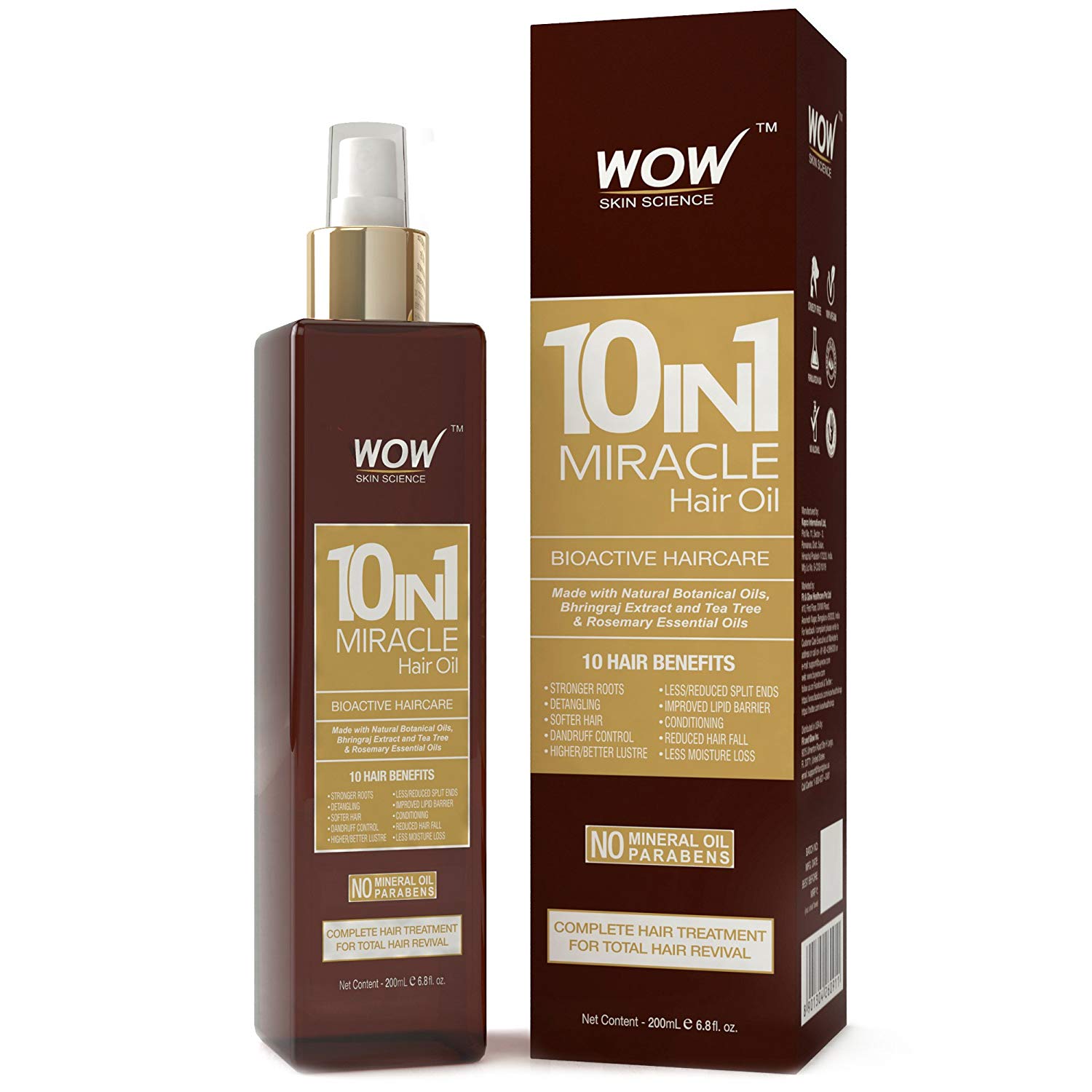 10-in-1 Active Miracle Hair Oil by WOW - No Parabens and Mineral Oils - 200  ml