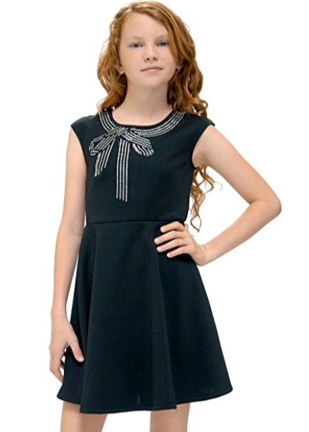 Hannah Banana, Big Girls Tween Embellished Party Dress Color: Black/Multicolor Size 14 Year