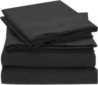Mellanni Sheet Set Brushed Microfiber 1800 Bedding-Wrinkle Fade, Stain Resistant - Hypoallergenic - 3 Piece (Twin, Black),