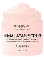 Himalayan Salt Scrub with Dead Sea Salt by Baebody, Almond Oil & Vitamin E, 10 Ounces