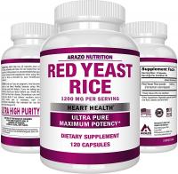 Red Yeast Rice Extract by Arazo Nutrition 1200 mg – Citrinin Free Supplement – Vegetarian 120 Capsules