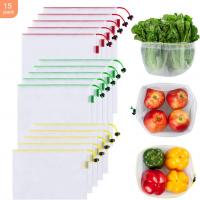 Ecowaare Set of 15 Reusable Mesh Produce Bags - Eco-Friendly - Washable and See-Through  3 Sizes