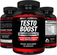 TESTOBOOST Test Booster Supplement by Arazo Nutrition - Potent & Natural Herbal Pills - 60 capsules