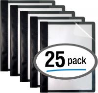 Better Office Products Ultra Durable Clear Front Report Covers - 25 Per Box, Letter Size, Black, Pol…