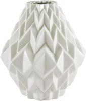 Rivet Modern Geometric Stoneware Home Decor Flower Vase - 6.9 Inch, White