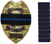 Thin Blue Line Stripe Black Police Officer Badge Shield Funeral Honor Guard Mourning Band by Hero's Pride