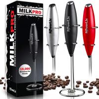 Milk Frother Handheld Battery Operated Electric Foam Maker For Coffee by POWERLIX - color Black