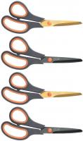 Scissors 8 Inch Soft Comfort-Grip Handles Sharp Titanium Blades by CCR - 4-Pack
